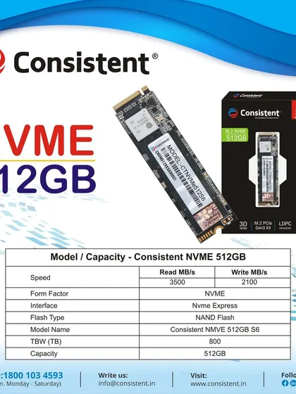 A look at our 512GB NVMe SSD, a powerful storage solution that offers read speeds of 3500 MB/s and write speeds of 2100 MB/s, ensuring a fast and responsive system.