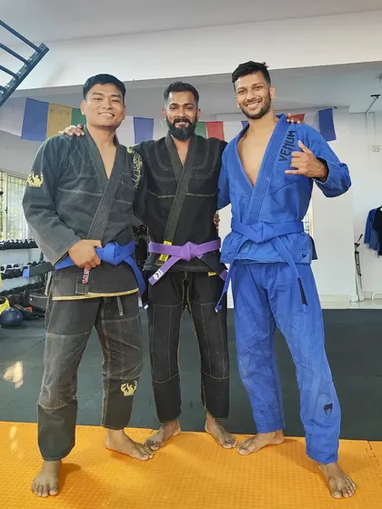 Promoting my first two colored belts, Jitendra and Long, to Blue Belt. I've worked hard to weed out selfish individuals and build a team founded on loyalty and a love for the game, and these two embody that spirit completely.