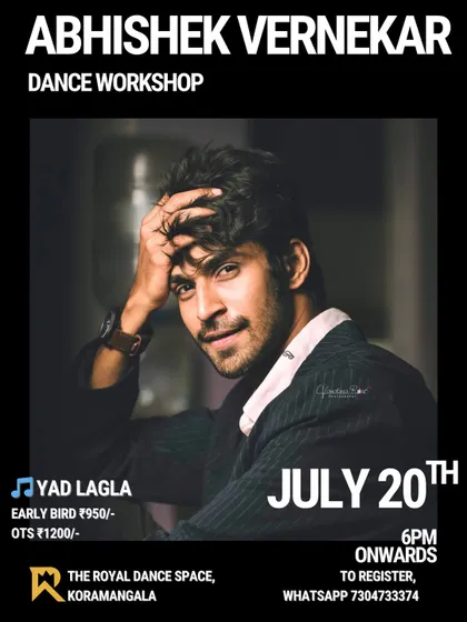 Another announcement for Abhishek Vernekar's contemporary workshop, showcasing the variety of styles we offer.