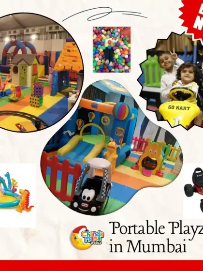 This collage shows a large indoor playzone, a close-up of a ball pit, and kids enjoying a go-kart. It’s a great summary of the different types of fun available when you rent from me.
