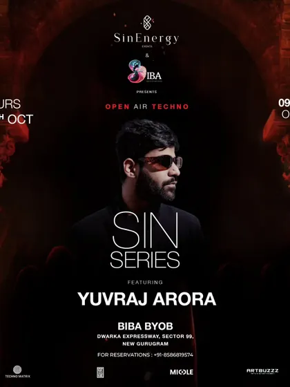 Poster for an open-air techno night in Gurugram. I love the freedom and atmosphere of playing outdoors.