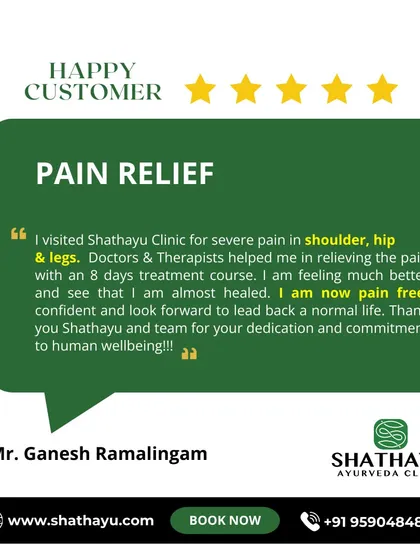 This patient's testimonial highlights the comprehensive nature of our care. We addressed severe pain in the shoulder, hip, and legs with an 8-day treatment course, helping them become pain-free and confident to lead a normal life again.