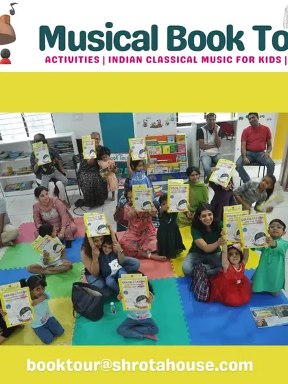 The magic of ShrotaHouse is in these smiles. A group of children proudly display their activity books after a fun-filled musical session.