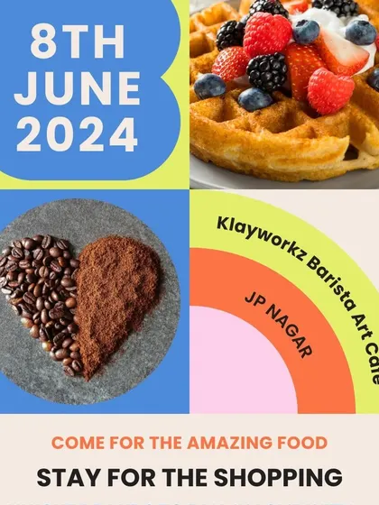 Come for the amazing food, stay for the shopping. This poster for our pop-up market highlights the perfect combination of delicious waffles, coffee, and unique finds.