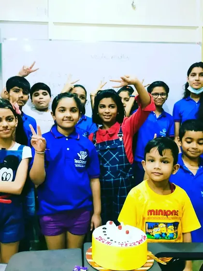 A cake cutting ceremony to celebrate the reopening of our Delhi Tezz Dimag institute. It's great to have our students back in the classroom.