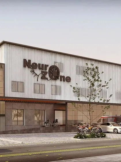 This is a visualization of our renovation work for the Neuro Zone at Gopala Gowda Shantaveri Hospital in Mysore. We transformed the building's exterior to create a modern, professional, and accessible healthcare facility.