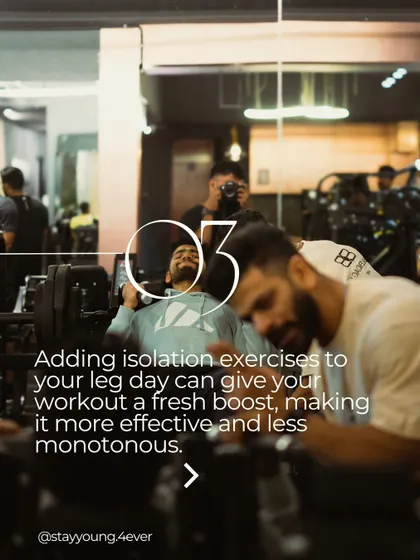 Keeping your fitness journey exciting is key. I introduce new exercises and techniques, like these leg isolation movements, to prevent plateaus and boredom.