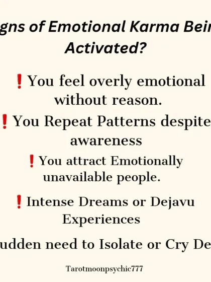 An explanation of emotional karma through the lens of Vedic astrology. The Moon in your chart stores past life imprints, and this post explores the signs that this karma is being activated, such as repeating patterns or attracting unavailable people.