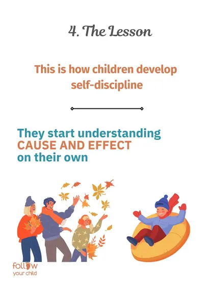 The Lesson: This is how children develop self-discipline. They start to understand cause and effect on their own.