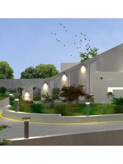 A similar render of the pathway, with birds added to enhance the sense of a natural, tranquil environment.