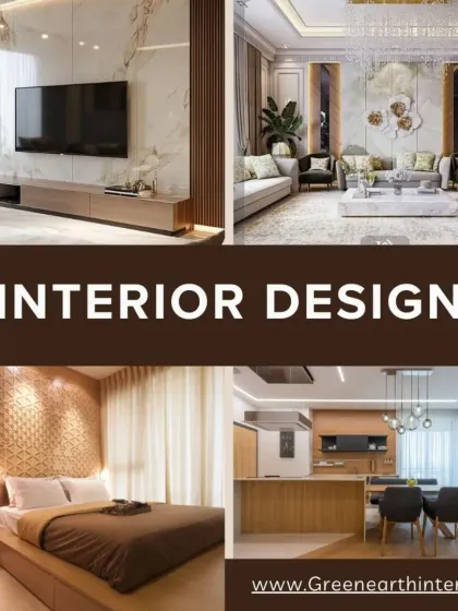 A collage showcasing the variety of our interior design work, from living rooms and kitchens to bedrooms. We offer fully personalized interiors with premium materials.