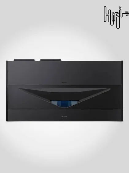 A close-up of the advanced optics inside a Sony ultra-short-throw projector. This technology allows for a huge, distortion-free image to be projected from right below the screen, preserving your room's aesthetic.