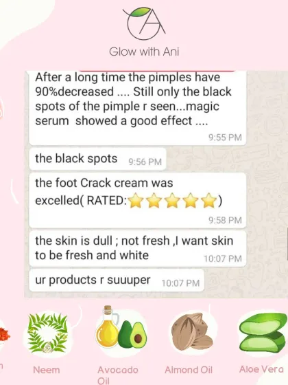 "Pimples have 90% decreased." This feedback on my Magic Serum and Foot Crack Cream is just fantastic. It's all about finding the right natural solution.