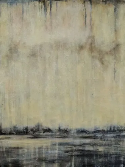 This is the abstract background I created before painting the vintage aircraft. The dripping and layered effects in acrylic and oil set the retro, moody tone for the final piece.