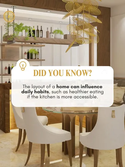Did you know a home's layout can influence daily habits? This open-plan dining area is designed to be accessible and inviting, encouraging family meals and healthier routines.