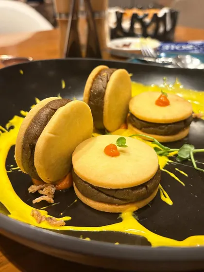Mushroom Galouti inside buttery biscuits from MKT at The Chanakya. I love showcasing inventive dishes like this that offer a new take on traditional flavors.