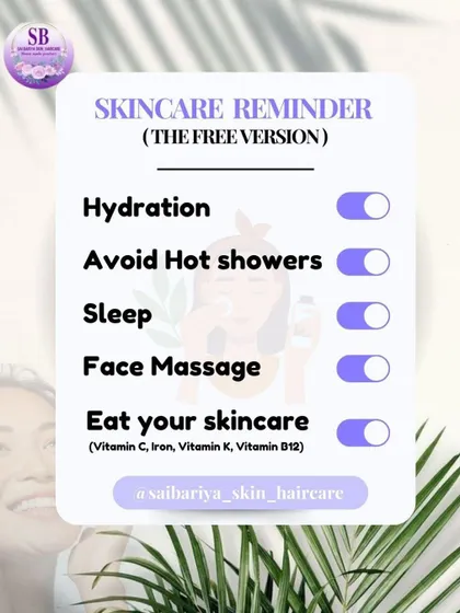 A free skincare reminder for you. Stay hydrated, avoid hot showers, get enough sleep, give yourself a face massage, and eat your skincare by having a diet rich in vitamins.