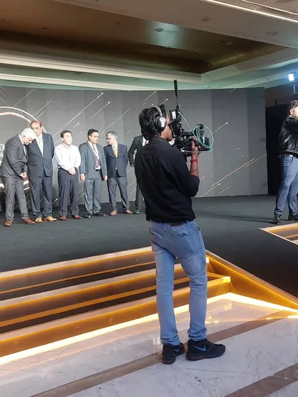 Here I am interacting with the management team of Daikin on stage. It's important to me that my performance feels collaborative and engages everyone, from the front row to the back.