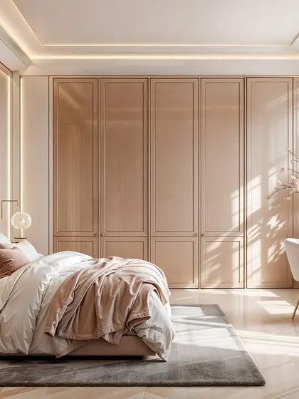 A Sakura-inspired bedroom concept, showing how I use 3D renders to explore romantic and serene themes. The design features soft pinks, elegant gold accents, and delicate floral details.