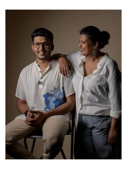 Another shot of my son in his custom-painted kurta. This is the kind of personalized detail I can bring to my menswear designs.