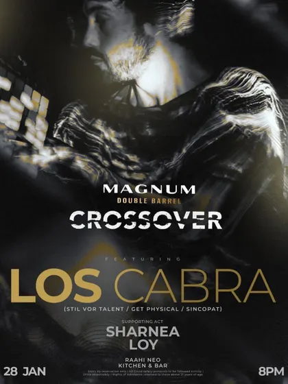 The promotional flyer for the Magnum Crossover event, featuring me as a supporting act for an international artist.