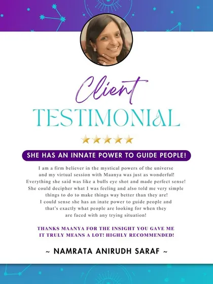 "She has an innate power to guide people." I am so grateful for these words. My goal is always to connect with your energy and provide simple, actionable guidance to help you navigate any situation.