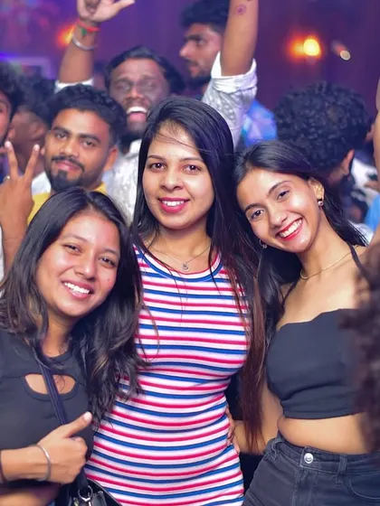 A happy group of partygoers at Hydra's Saturday night event.
