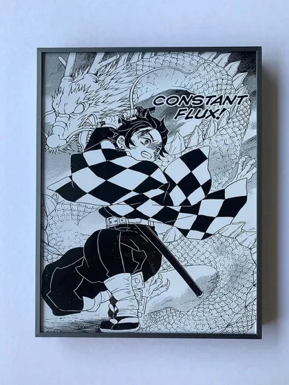 We bring your favorite anime and manga characters to life with our custom framing. These stunning panels from Demon Slayer and Naruto are framed in sleek gray metal floater frames for a sharp, modern display.