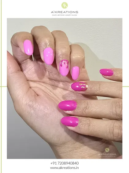 A fun and trendy drip nail art design. I used two shades of bright pink to create a melting or dripping effect on these oval-shaped nails for a playful and modern look.