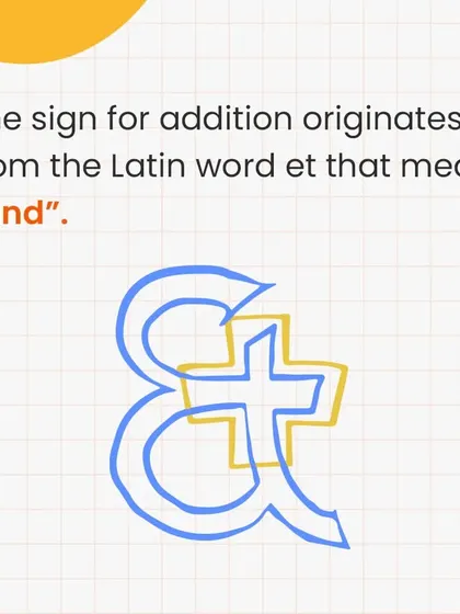 The addition sign (+) originates from the Latin word 'et', which means 'and'. Over time, the letters were simplified into the cross shape we use today.