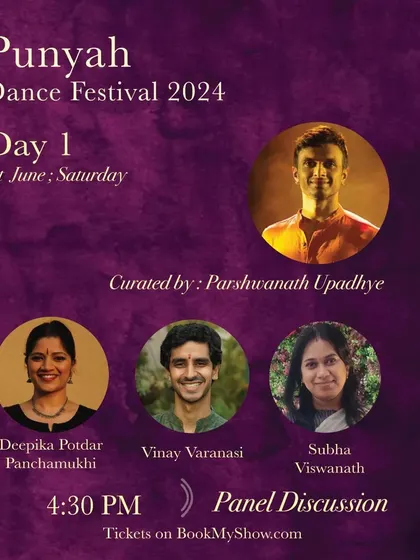 Panel discussions are a key part of the festival, fostering dialogue within the arts community. This poster announces the Day 1 discussion featuring esteemed artists Deepika Potdar, Vinay Varanasi, and Subha Viswanath, which I had the pleasure of curating.