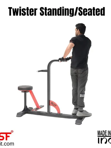 A rear view of a user on the standing twister.