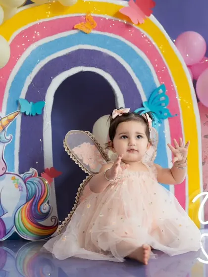A magical first birthday for a little unicorn. Our rainbow and unicorn theme is filled with color, sparkle, and wonder, creating a fairytale setting for your one-year-old's special day.