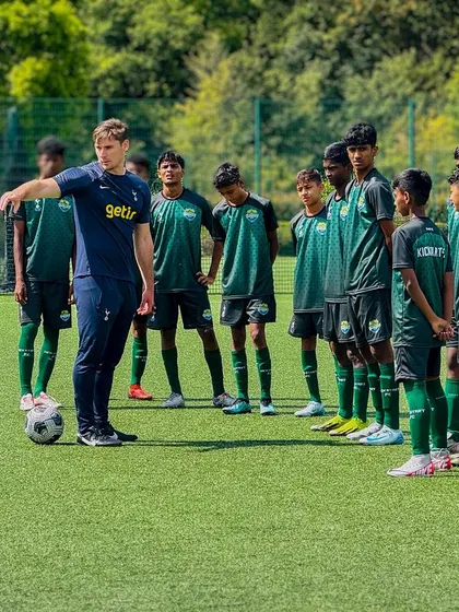 Learning from the best. Our players receive tactical instructions from a Tottenham Global Football Development coach, delving into the club's unique coaching philosophy.