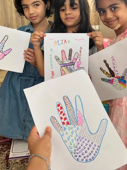 A close-up of the finished hand pattern drawings. The variety of colors and designs is just incredible.