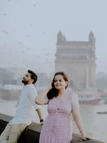 Another candid moment from the couple's pre-wedding shoot in Mumbai, capturing their natural interactions.