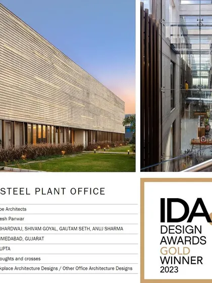 We are proud that our design for the Laxcon Steel Plant Office in Ahmedabad was recognized as a Gold Winner at the 2023 IDA Design Awards. This award affirms our commitment to creating architecture that is both functional and formally innovative.