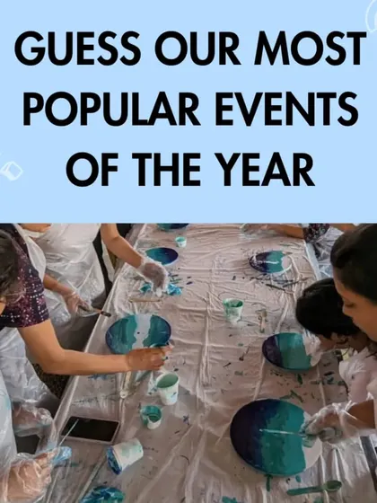 A graphic asking our community to guess our most popular events of the year. We're so grateful for everyone who has joined us on this creative journey!