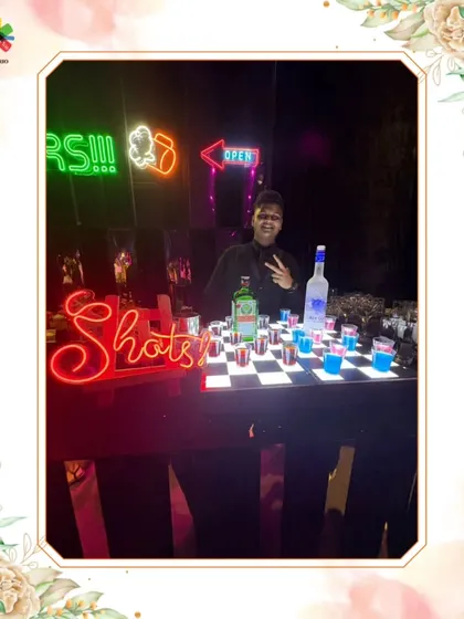 Our mixologist at a shots bar in Hyderabad, ready to keep the afterparty going with creative and fun shots.