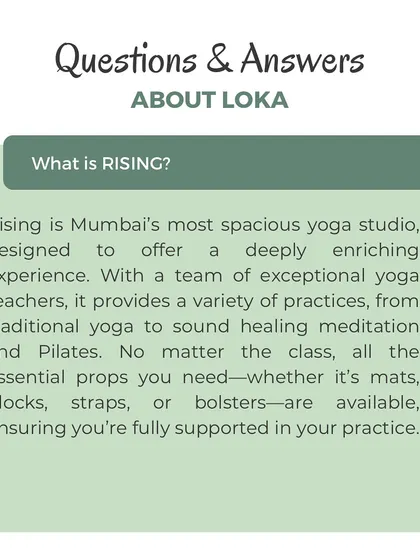 What is "Rising"? Rising is our dedicated yoga space, designed to be deeply enriching with a team of exceptional teachers and all the props you need to feel fully supported in your practice.