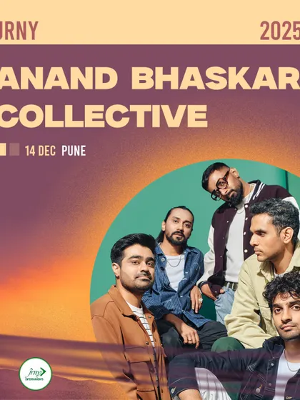 A promotional poster for a performance by Anand Bhaskar Collective in Pune, showcasing our roster of popular indie rock bands.