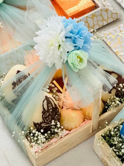 A unique engagement gift featuring coconuts with custom printed images. This is a wonderful way to add a personal and traditional touch to the celebration.