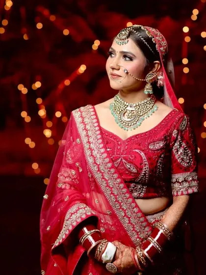 A beautiful portrait with bokeh lights in the background. My bride looks so dreamy and happy.