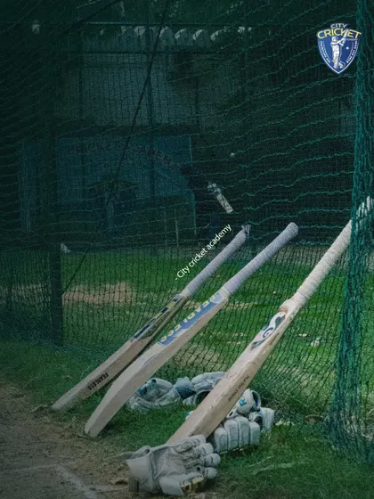 When everyone else is against you, your bat will always be by your side. A quiet moment at the nets before the action begins.