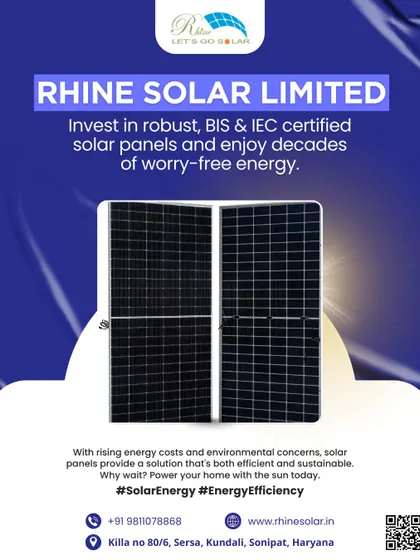 This poster targets industries and solar plants, showcasing our robust, BIS and IEC certified panels. As a leading manufacturer and EPC provider, I ensure you can harness the power of the sun efficiently.