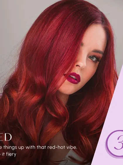 Spice things up with a fiery, red-hot vibe. A full head of vibrant red color makes a bold and confident statement. We can customize the shade to perfectly match your skin tone and desired intensity.