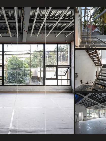 Blending history with innovation. This collage documents the construction of our Aurohouse project, showing how a new structure rises above a 55-year-old house, fusing past and present.