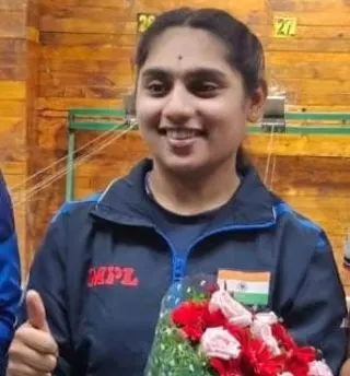 Our shooter Yukthi Rajendra, who secured both a team gold and an individual silver in the 10m rifle event at the Dasara CM Cup.