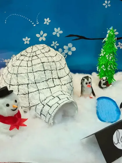 A beautiful diorama of an igloo and the arctic environment, created by the children. This geography project helps them understand different climates, habitats, and ways of life around the world.