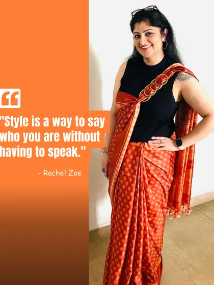 Style is your silent introduction. Here, I've styled a traditional Benarasi silk saree with a modern, sleeveless black top to create a look that is both elegant and contemporary, proving that your personal style can speak volumes.